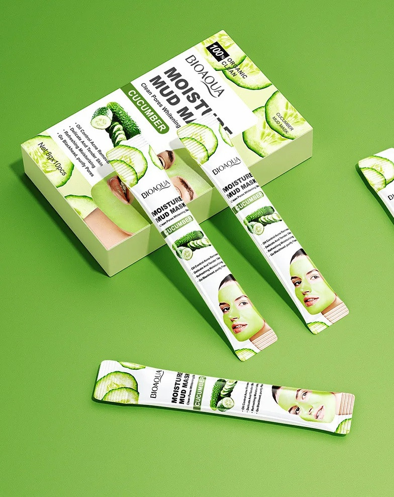 Маска зволожуюча грязева з екстрактом огірка, BIOAQUA Moisture Mud Mask, 8 г