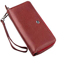 Функциональный кошелек клатч для женщин кожаный красный ST Leather 18868