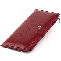 Тонкий женский кошелек из кожи бордовый ST Leather 19326