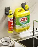 Настінний самоклейний тримач для дозатора рідкого мила гелю для мийних засобів пластиковий, фото 3