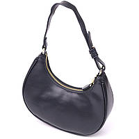 Женская сумка багет из натуральной гладкой кожи черная 21288 Vintage