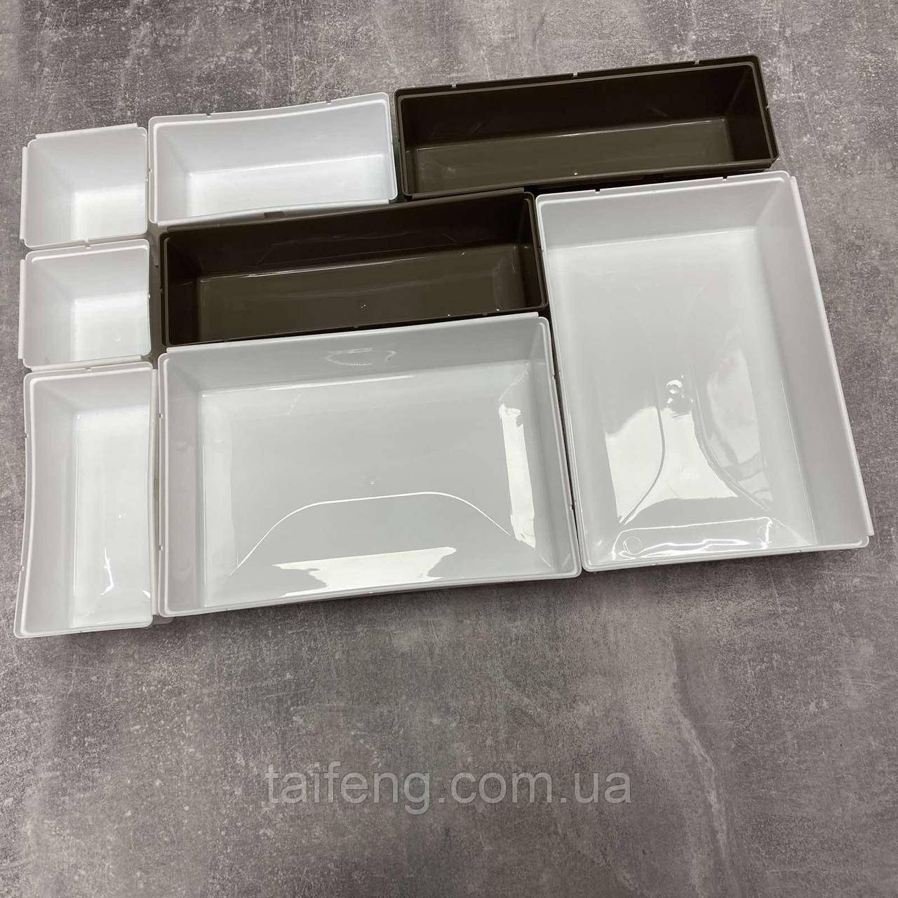 Модульний органайзер пластиковий для столового приладдя Dunya Plastik 07437 коричневий/білий