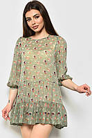 Сукня жіноча шифонова світло-зеленого кольору в квіточку р.36 172131T Безкоштовна доставка