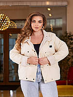Женская демисезонная куртка молочного цвета 26351 N 50/52