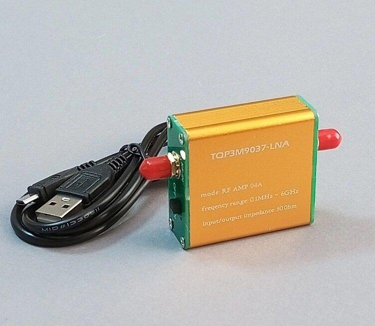 Усилитель LNA 0.1 МГц-6 ГГц 20 дБ с аккумулятором внутри, предусилитель ...