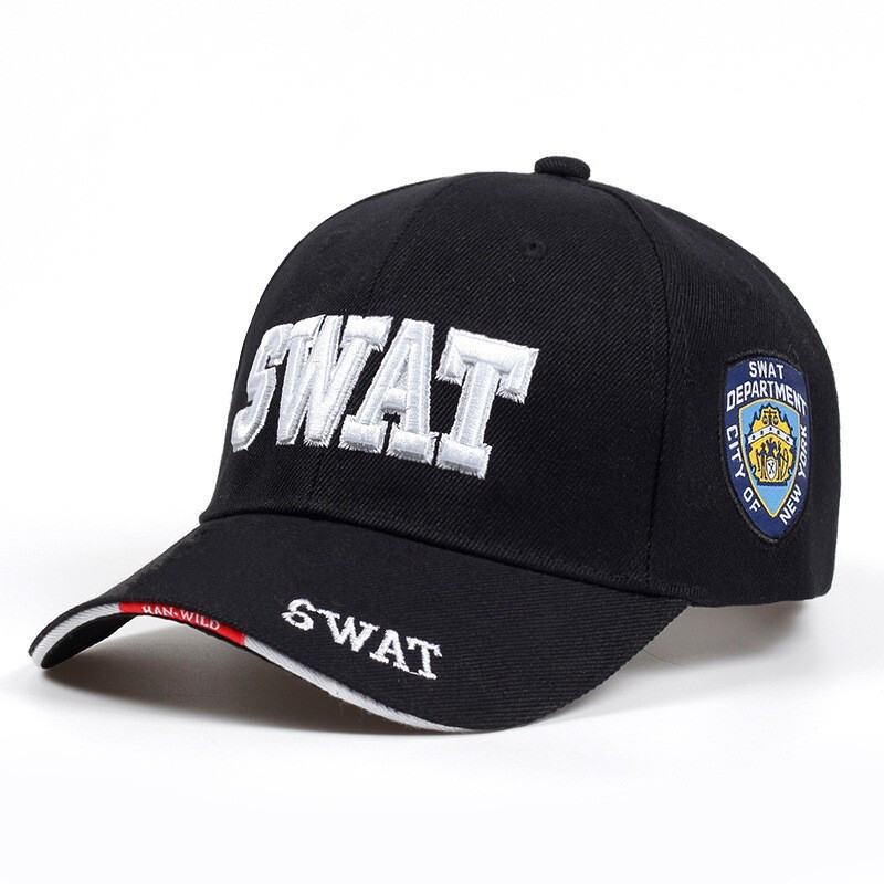 Чоловіча бейсболка Narason в чорному кольорі з лого SWAT