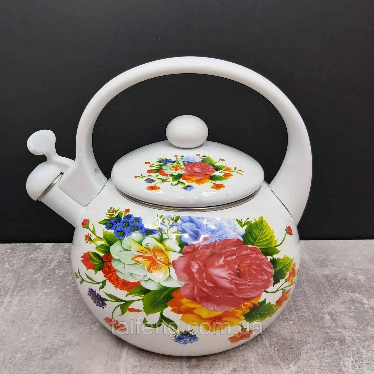 Чайник емальований зі свистком 2,2 л WHITE HANDLE Zauberg 12025 (8/L)