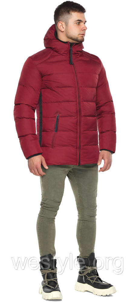 Утеплена бордова куртка зимова для чоловіків модель 37055