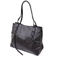 Сумка женская вместительная кожаная черная