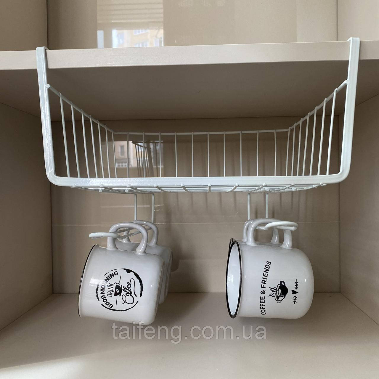 Полиця навісна металева для кухні, шафи, ванної 29*24.5*18.5 см біла Stenson XL01319