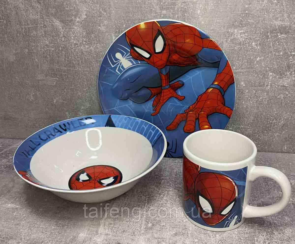 Набір дитячого посуду Спайдермен 3 предмети порцелян ТМ-21