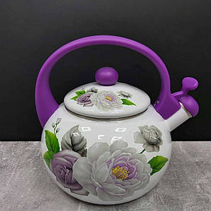 Чайник емальований зі свистком 2,2 л VIOLET HANDLE (2L), фото 1
