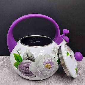Чайник емальований зі свистком 2,2 л VIOLET HANDLE (2L), фото 4