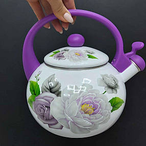 Чайник емальований зі свистком 2,2 л VIOLET HANDLE (2L), фото 3