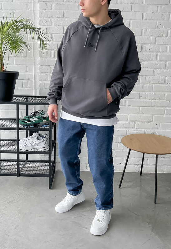 Сіре універсальне худі Staff gray logo oversize