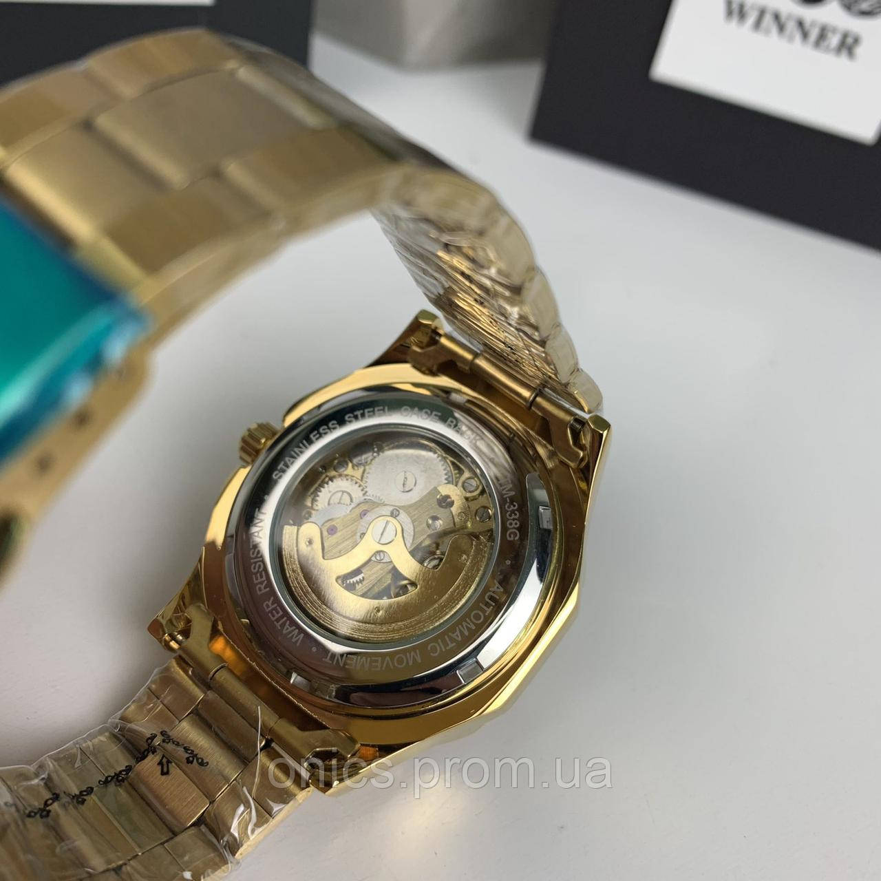 Качественные мужские механические часы Winner GMT-1159 Gold золото,наручные часы Виннер скелетон 2022 хорошее - фото 1 - id-p2094073552