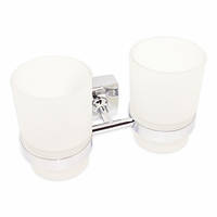 Склянка для зубних щіток подвійна пластикова на сталевому кріпленні (a8804) l
