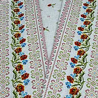 Ткань скатертная рогожка 100% хб маки на сером (150см 163г/м² пог.м) 133410