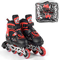 Дитячі ролики з м'яким черевиком і регулюванням розміру 8211 S Best Roller 30-33 колеса PU Чорно-червоні