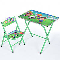 Складной столик - парта с регулировкой и стульчиком с рисунком Футбола и алфавита Bambi M 19-FOOT Зеленый