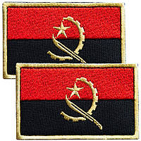 Набор шевронов 2 шт с липучкой Флаг Анголы 5х8 см, вышитый патч