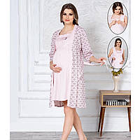 Ночная сорочка и халат для кормящих мам 16194, Розовый, M