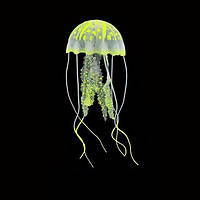 Декорация Медуза средняя 8см силиконовая светящаяся на леске для аквариума Желтая