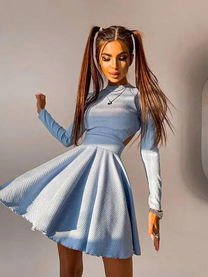 Сукня в рубчик з відкитою спиною,БЛАКИТНИЙ РОЗМІР ТІЛЬКИ 42