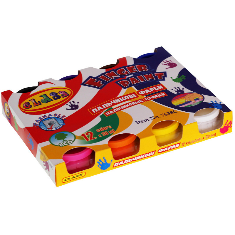 Набір фарб Class пальчикові 12 кольорів 360 мл (7638), фото 1