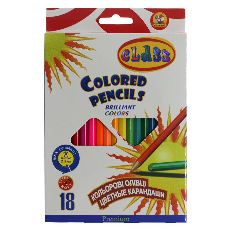 Набір кольорових олівців 18 кольорів CLASS PREMIUM (1618), фото 1