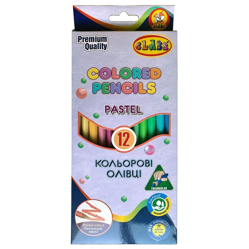 Набір кольорових олівців тригранні 12 кольорів CLASS PASTEL (1712C)