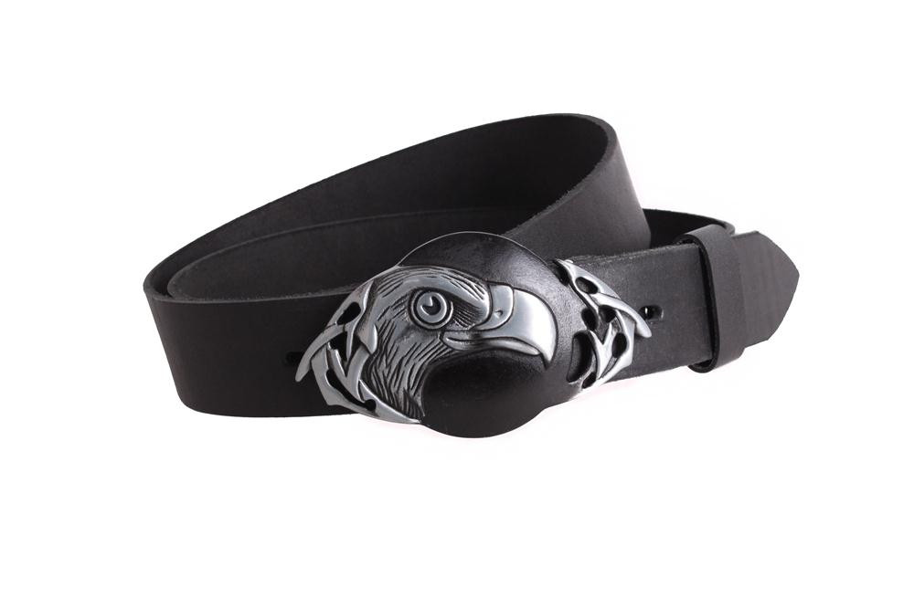 Чоловічий ремінь з натуральної шкіри під джинси 49135 чорний, фото 1