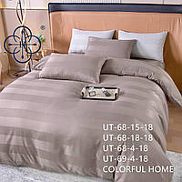 Комплект двуспальный с простыней на резинке Colorful Home страйп-сатин широкая полоса 30024