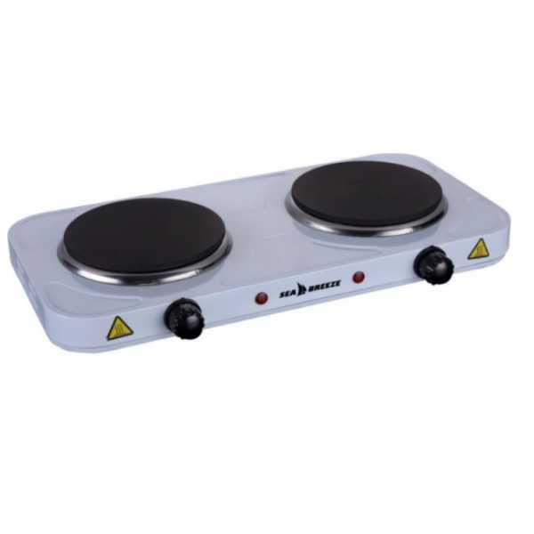 Плитка електрична SeaBreeze SB-063 2000 Вт 2 конфорки 16 см диск Біла, фото 1