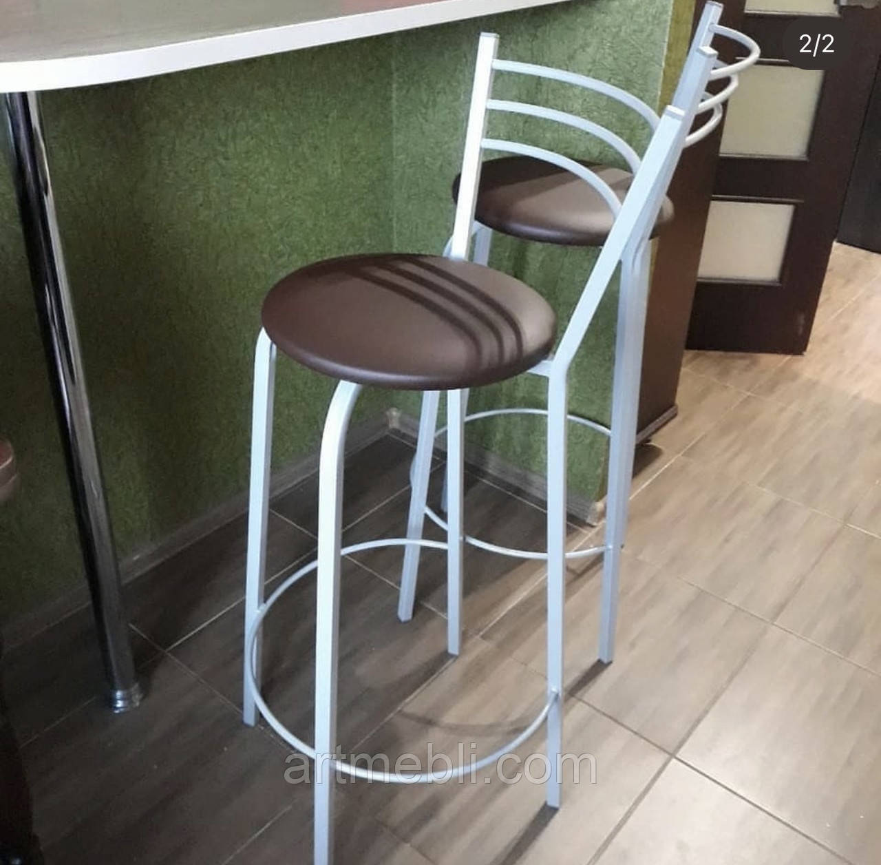 Стілець барний сірий каркас, для барної стійки, для кафе, високий стілець, металевий барний стілець, стілець для бару, фото 1