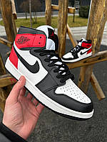 Высокие мужские кроссовки Nike Air Jordan 1 RED, мужские кожаные высокие кроссовки, мужские уличные кроссовки