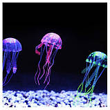 Декорація Медуза велика 10см силіконова світиться на волосіні для акваріума Жовта, фото 3