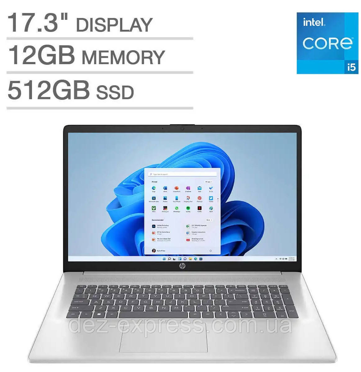 Ноутбук 2024 HP 17-cn3053cl, Core i5-1335U, 12 ГБ ОЗП DDR4, SSD 512 GБ, FHD екран, Windows 11 Home