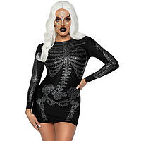 Мини Платье со Стразами Leg Avenue Rhinestone Skeleton з Рукавами, S