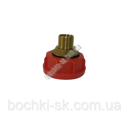 Перехідник з DN50 на різь 3/4 латунь (дрібна різь) 62 мм
