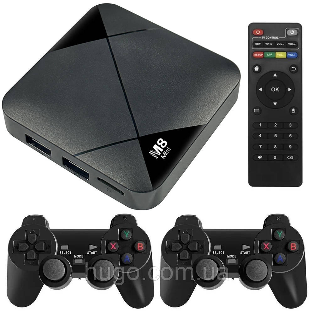 Ігрова ТВ приставка M8 MINI з джойстиками / Ігрова консоль для телевізора / Приставка з емулятором ретро ігор, фото 1