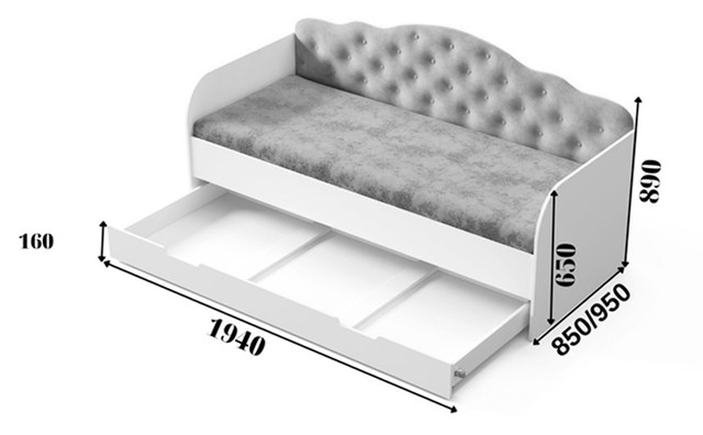 Ліжко Софія 1940*850 (сп.м. 1900*800) односпальне ліжко з ящиком Sofia на ламелях КОМПЛЕКТ