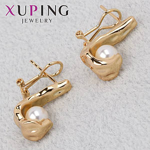 Серёжки женские золотистого цвета Xuping Jewelry 18K английская застёжка с жемчужинами длина 19 мм