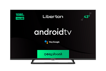 ТЕЛЕВІЗОР Liberton LTV-43F01AT LED 43" 101см, ANDROID 11, DVB-T/C/T2, пам'ять 1Гб/8Гб, звук 16Вт, чорний