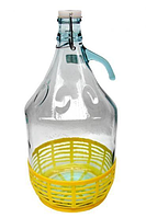 Бутыль стеклянный в пластиковой корзине 5л с бугельной пробкой (Польша)