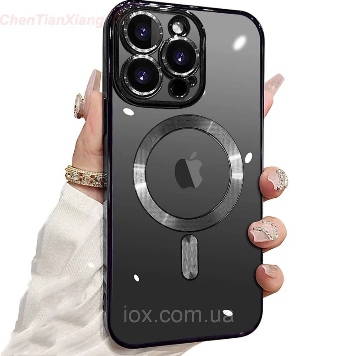 Прозоро-чорний чохол для Iphone 11 Pro Max MagSafe і захистом на камеру
