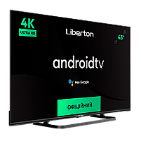 ТЕЛЕВІЗОР Liberton LTV-43U01AT LED 43" 109см, ANDROID 11, DVB-T/C/T2, пам'ять 1,5Гб/8Гб, звук 16Вт, чорний, фото 2