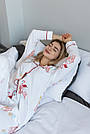 Ніжна жіноча піжама з натуральної бавовни біла з фламінго р.S-2XL (48-56), фото 4