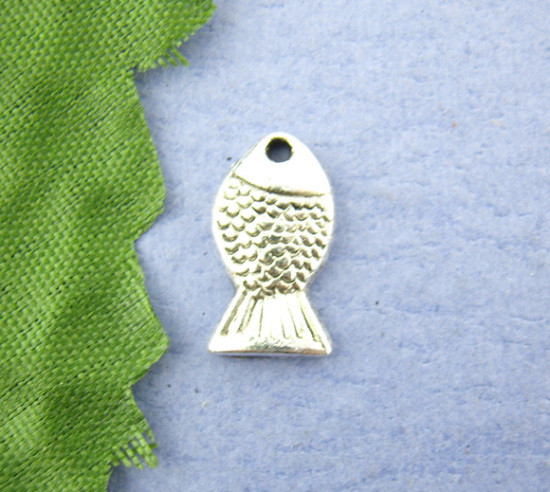 Підвіска Finding Кулон шарм рибка акваріумна Античне срібло 14 мм x 7 мм 200432