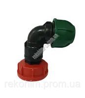 Перехідник DN50 труба 25 мм, кутова (дрібна різь) 62 мм